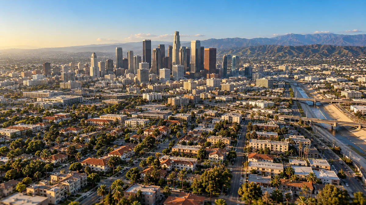 Aerial view of Los Angeles, CA