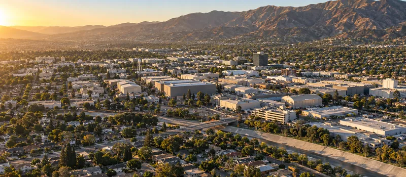 Aerial view of Burbank, CA