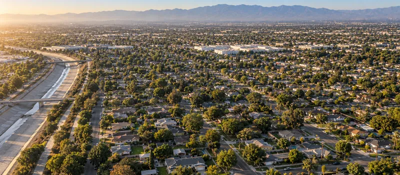 Aerial view of Downey, CA
