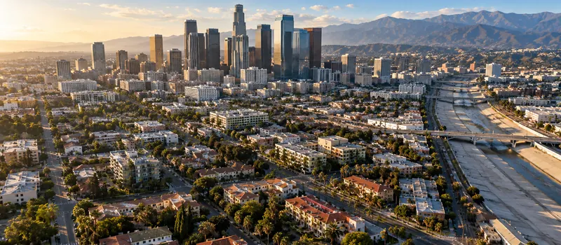 Aerial view of Los Angeles, CA