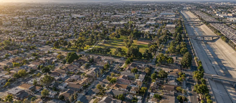 Aerial view of South Gate, CA